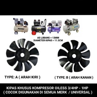 kipas kompresor oiless ( khusus oiless ) 3/4HP - 1HP