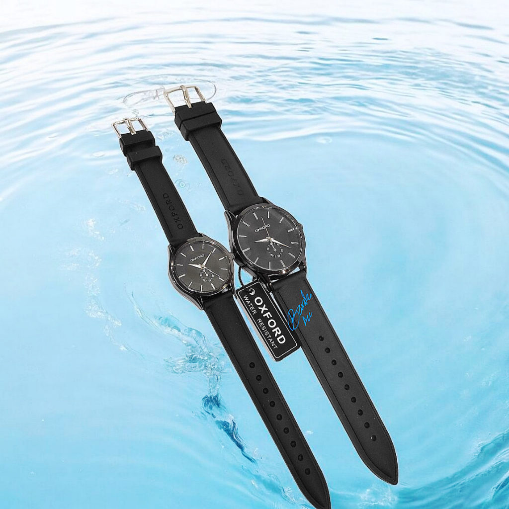 Jam Tangan Couple Pasangan Anti Air Baraka Acc Tali Karet Lembut Gratis Kotak & Batrai