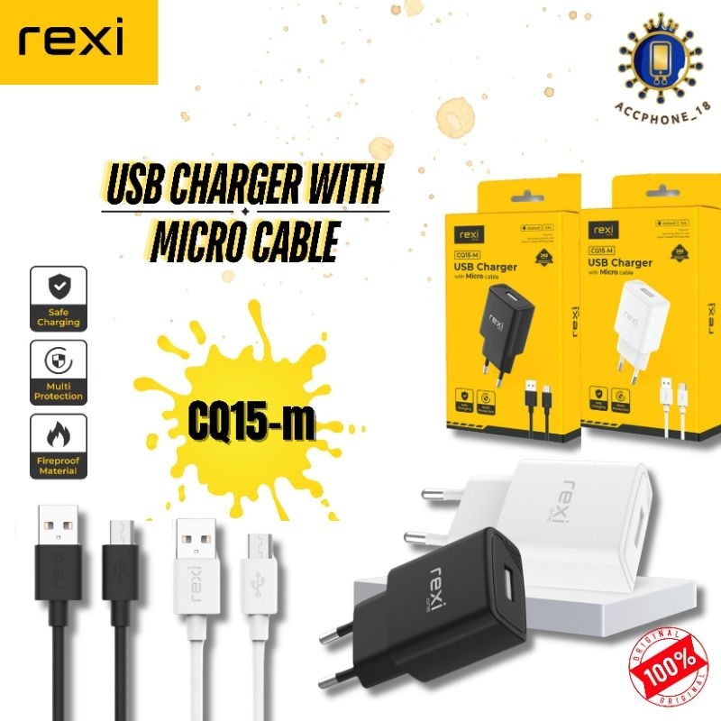 CQ15-M//CC20-M//BC24-M REXI usb charger micro cable safe charging 1.5A mAx