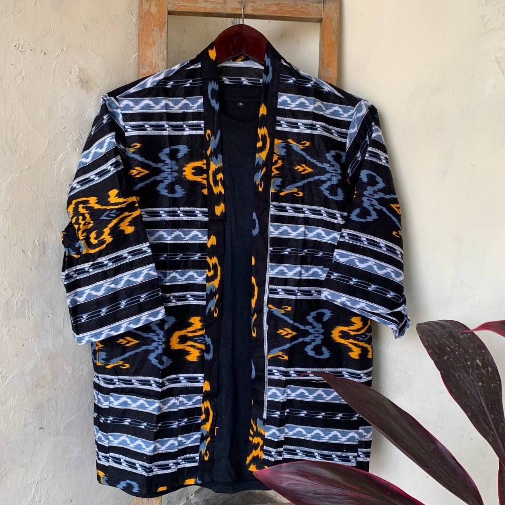 KODE T36Z Wolv Kimono Outer Unisex Jumbo Loose Casual Lengan Pendek Outer Cardigan Pria Etnik Outerw