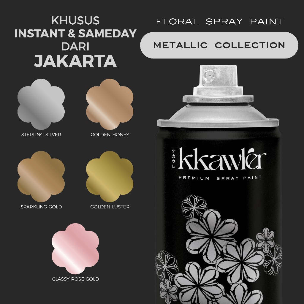 Premium Floral Flower Spray Paint Pilok Cat Pewarna Semprot Pilox Bunga KKAWLER - Metallic Rose Gold
