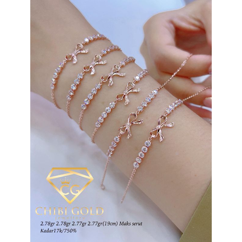 CHIBI GOLD LOKASARI - Gelang tangan Pita emas 750 kadar 17k