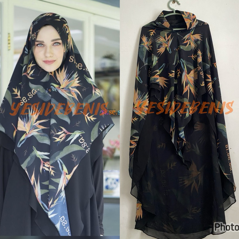 PRELOVED KHIMAR SISESA BLACK ORIGINAL