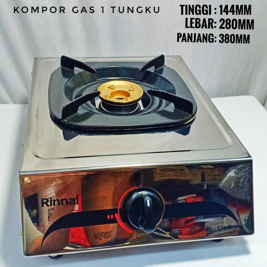 RINNAI Kompor Gas 1 Tungku Stainless RI511E / Kompor Gas rinnai 1 Tungku RI 511E