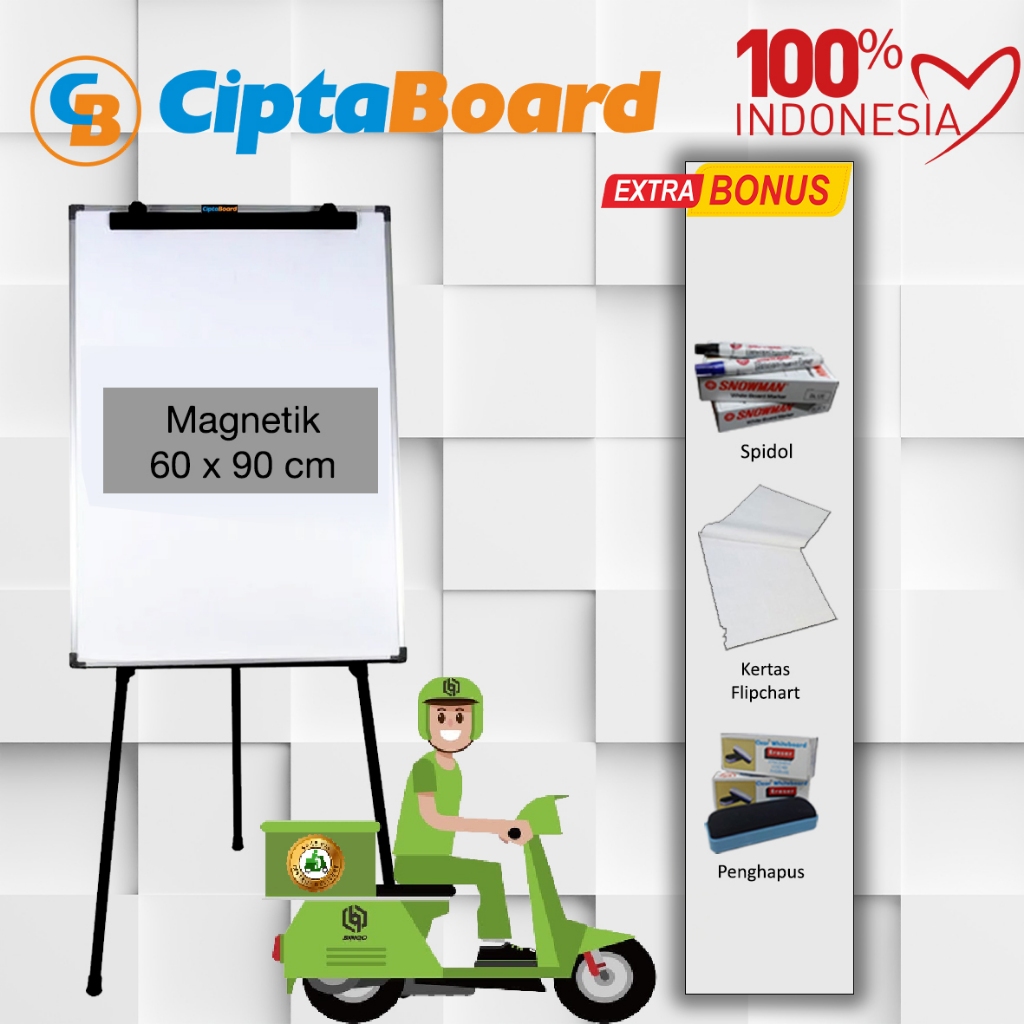 

Flip Chart / Flipchart / Whiteboard / Papan Tulis / Papan Presentasi Magnet Cipta 60 x 90 cm