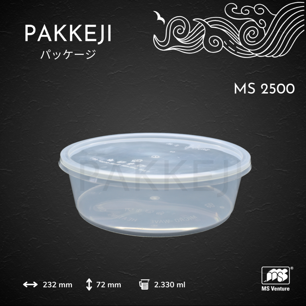 Pakkeji Wadah Besar – Wadah Serbaguna untuk Lauk & Mie Kapasitas 1800 gram – MS Venture - MS 2500