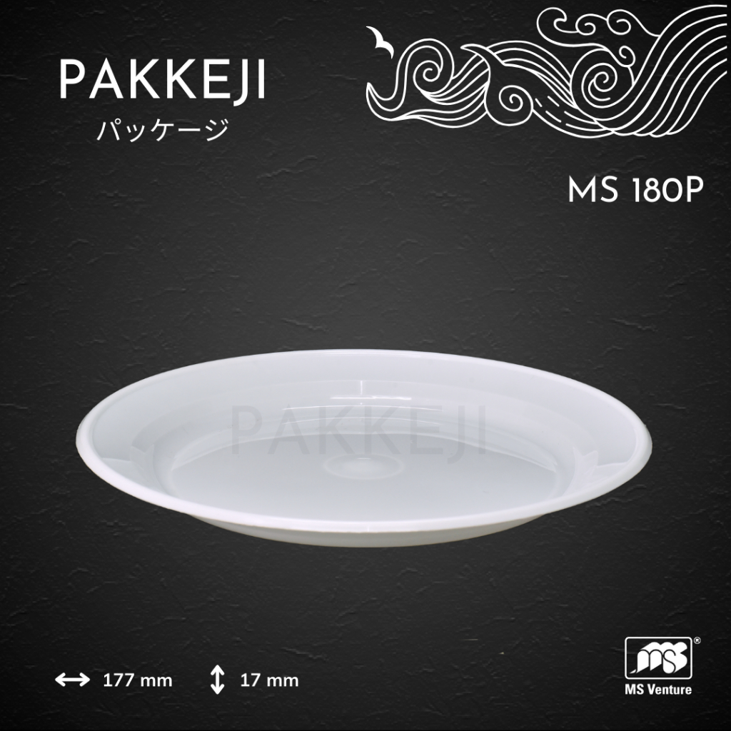 PAKKEJI Piring Plastik — MS 180P 7 Inch Round Plate — Piring Makanan & Dessert — MS Venture