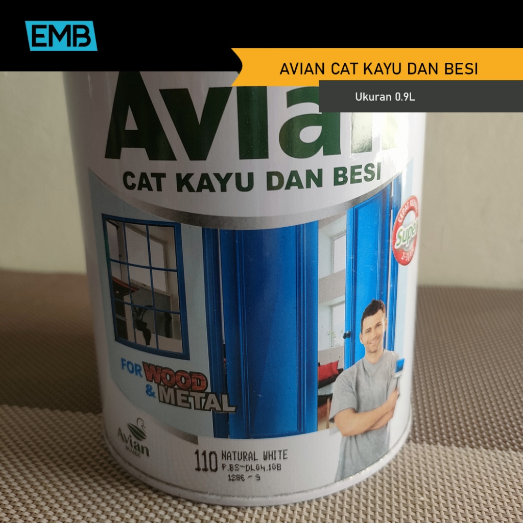 

AVIAN Cat Minyak Kaleng 1 KG isi 0.9 Liter Cat Kayu Besi Tembok interior Exterior Mengkilap Cepat Kering