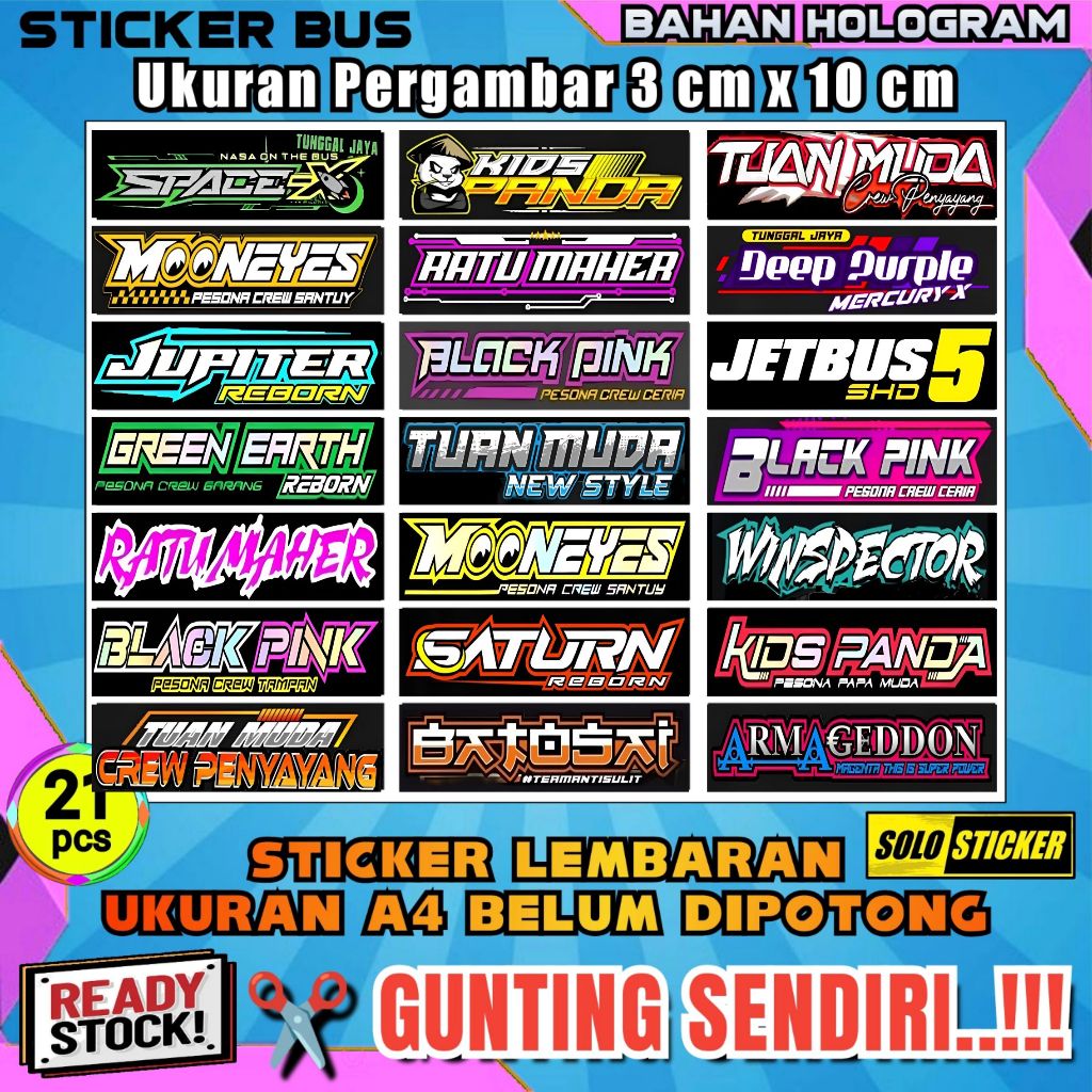 

Stiker Bus Panjang Hologram Lembaran Isi 21pc