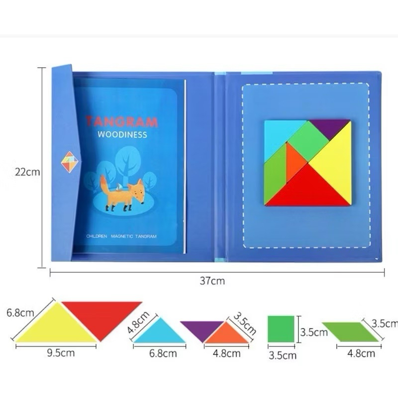 Pi Puzzle Tangram Magnetik / Mainan Edukasi Anak Brain Game Magnetic Puzzle Tangram Wooden Block