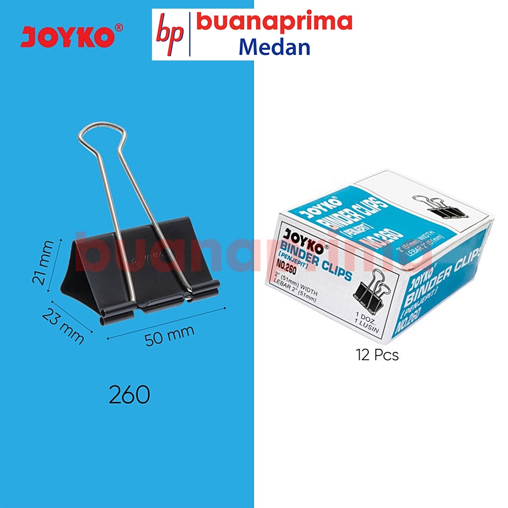 

BINDER CLIP JOYKO No 260 51 mm isi 12 pcs Penjepit Kertas Hitam Klip Black