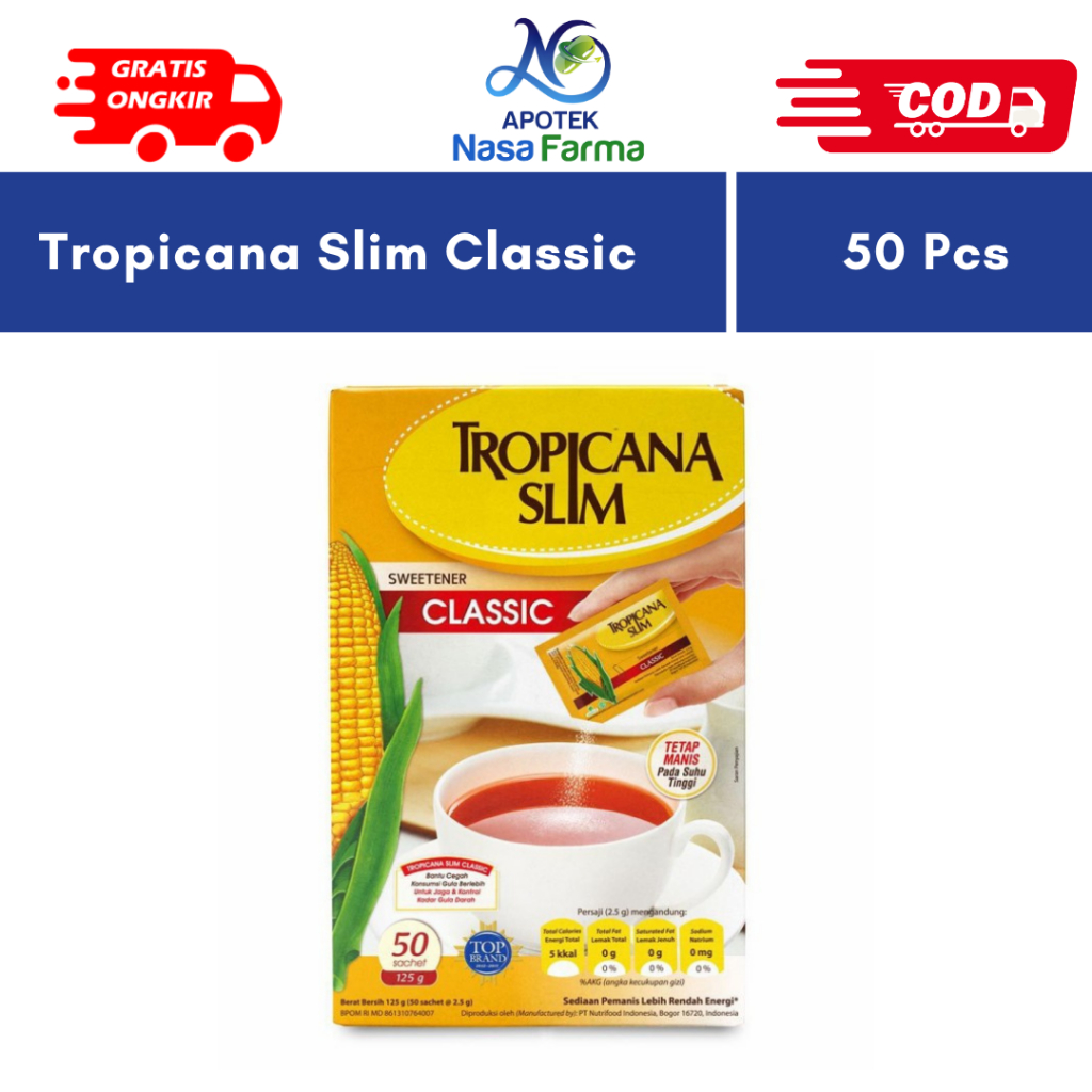 

Tropicana Slim Classic Box @50 Sachet - Pemanis Alami Rendah Kalori
