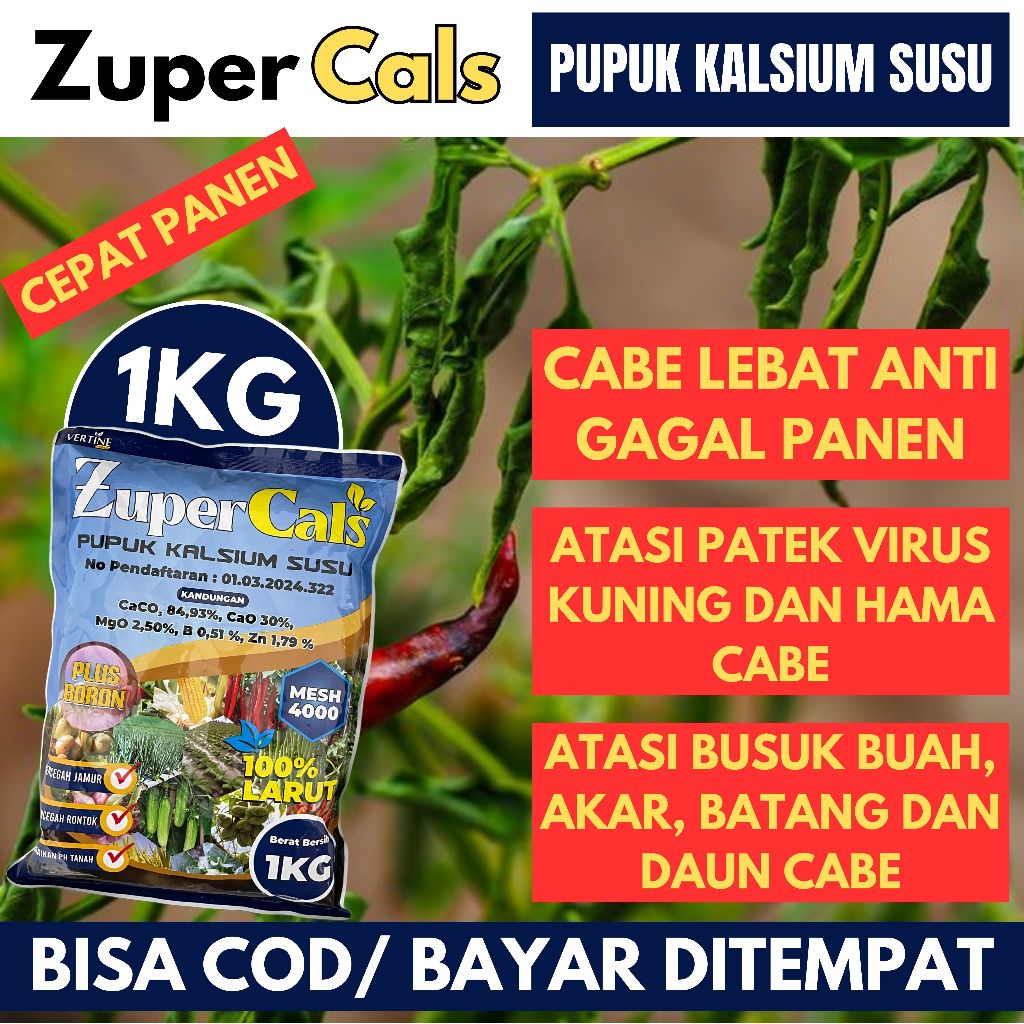 Pupuk Cabe Terbaik - 1 Kg ZUPERCALS Pupuk Anti Keriting Cabe Obat Semprot Organik Cabe Pupuk Anti Ha