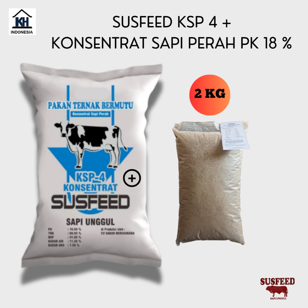 REPACK 2KG - SUSFEED KSP 4 + KONSENTRAT SAPI DAN KAMBING PERAH - PAKAN LAKTASIT - PROTEIN 18 %