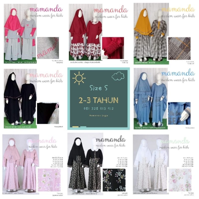 [Mamanda] SALE Gamis Anak Perempuan Set Jilbab Premium Size S Usia 2 - 3 tahun