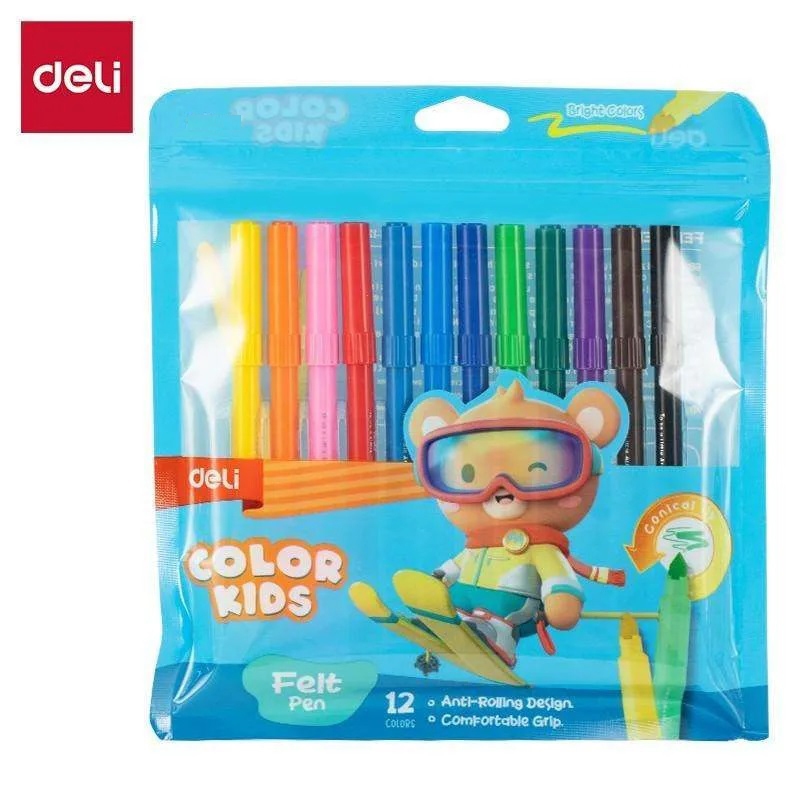 

Deli Spidol warna conical tip Felt pen Coloring marker Spidol warna warni Color pen 12 warna