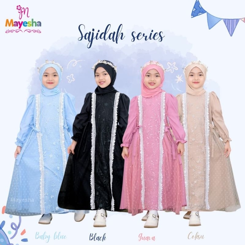 SAJIDAH GAMIS BRUKAT 2IN1 GAMIS ANAK PEREMPUAN + JILBAB SIZE KIDS USIA 3-7 TAHUN