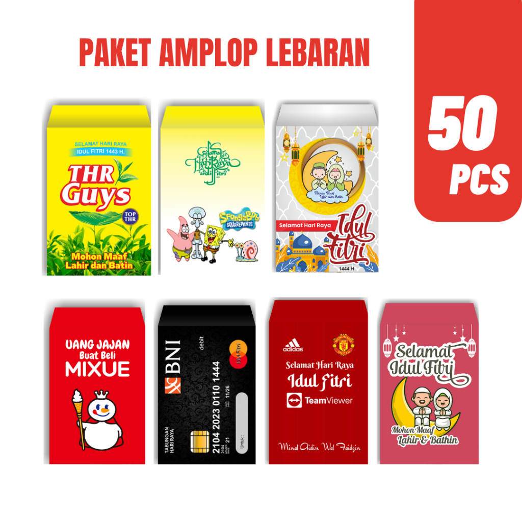 

PROMO 50 PCS AMPLOP LEBARAN MEDIUM TEMATIK TERMURAH