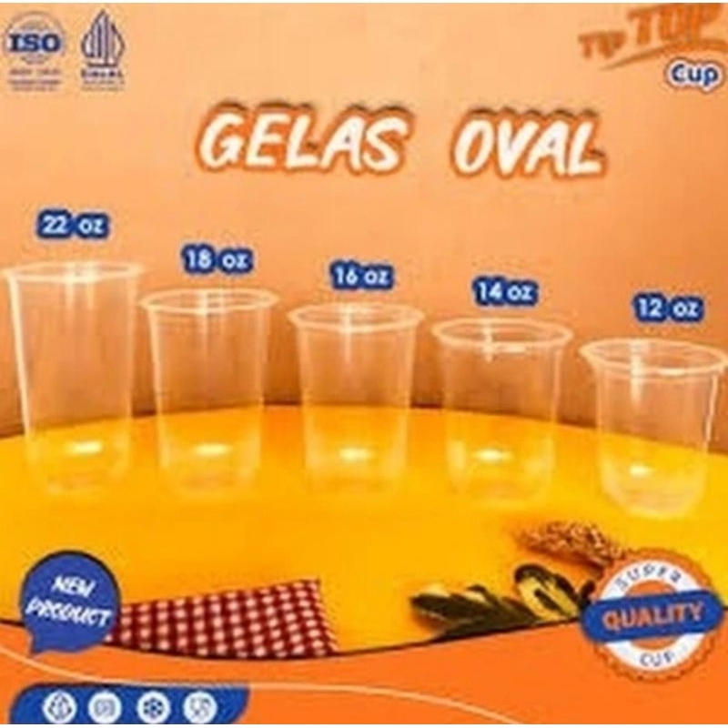 Gelas Plastik  Oval Bening - Cup plastik / Gelas Cup Oval