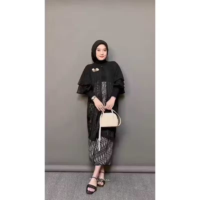 Alfashiona Malika Outer Brukat Cardigan - Outer Brukat Premium Lengan Ruffle - Oufit Wanita Model Ca