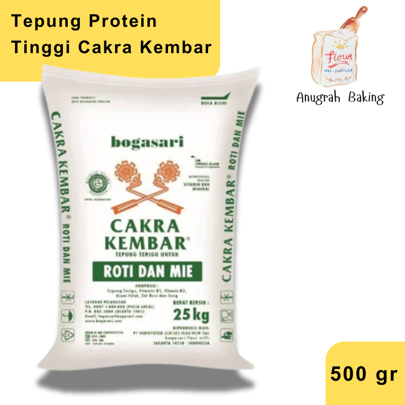 

Tepung Terigu Cakra Kembar Protein Tinggi Curah 500GR 500 GR Bogasari