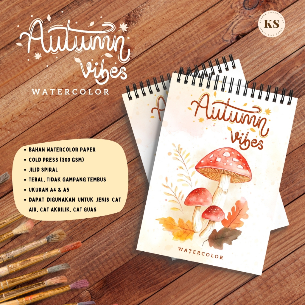 

AUTUMN VIBES Watercolor Book A4 & A5 COLD PRESS 300GSM Buku Sketsa Mewarnai Cat Air Dewasa Remaja