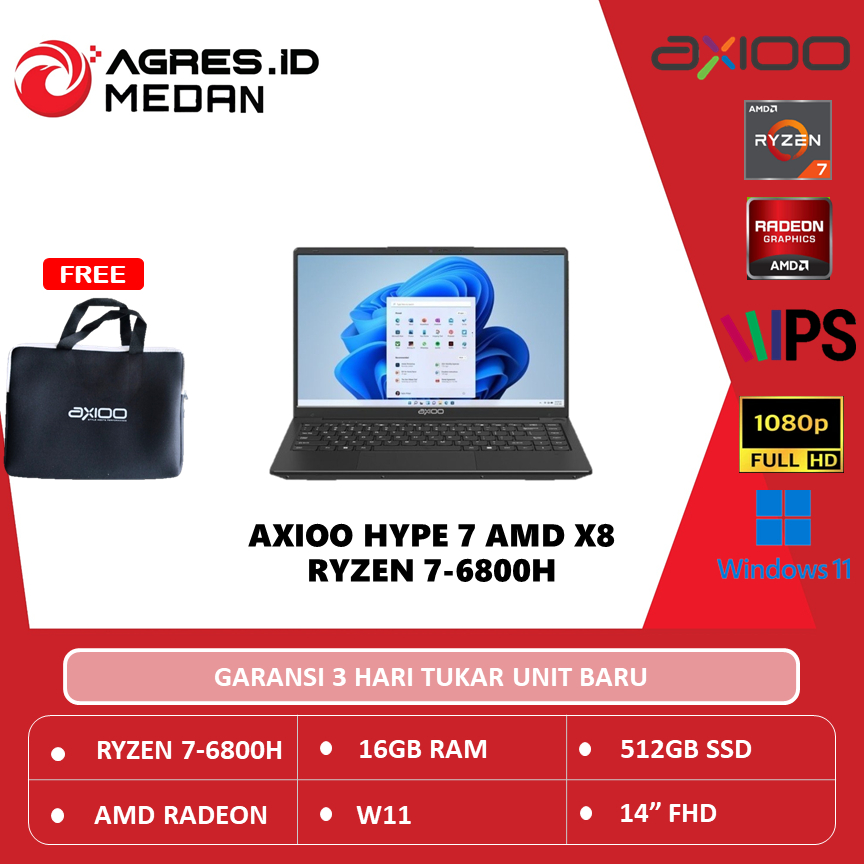 AXIOO HYPE 7 X8 AMD RYZEN 7 6800H 16GB 512GB W11 14" FHD