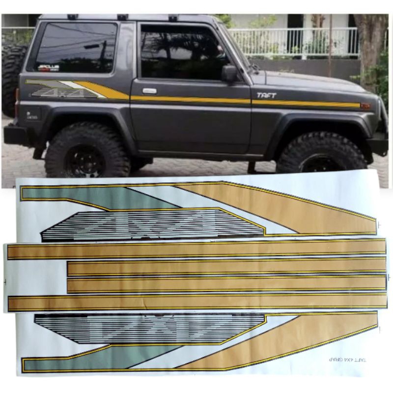 Sticker striping mobil daihatsu taft gt 4X4 gold LIS MOBIL DAIHATSU TAFT GT 4X4 GOLD print cutting t