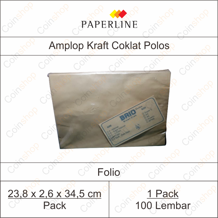

Brio Amplop Kraft Coklat Polos Folio 100 Pcs Per Pack