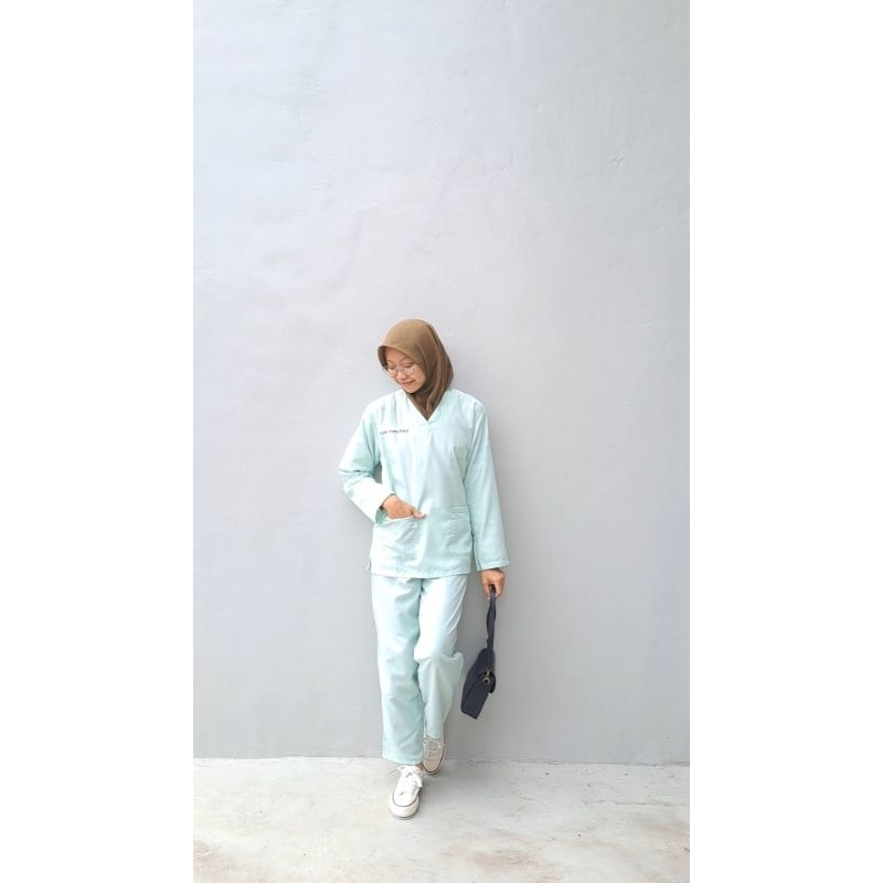 Baju Oka Bahan Toyobo | Baju Ok | Scrub Medis | Baju Medis | Baju Jaga Ready Stok FREE Bordir Nama