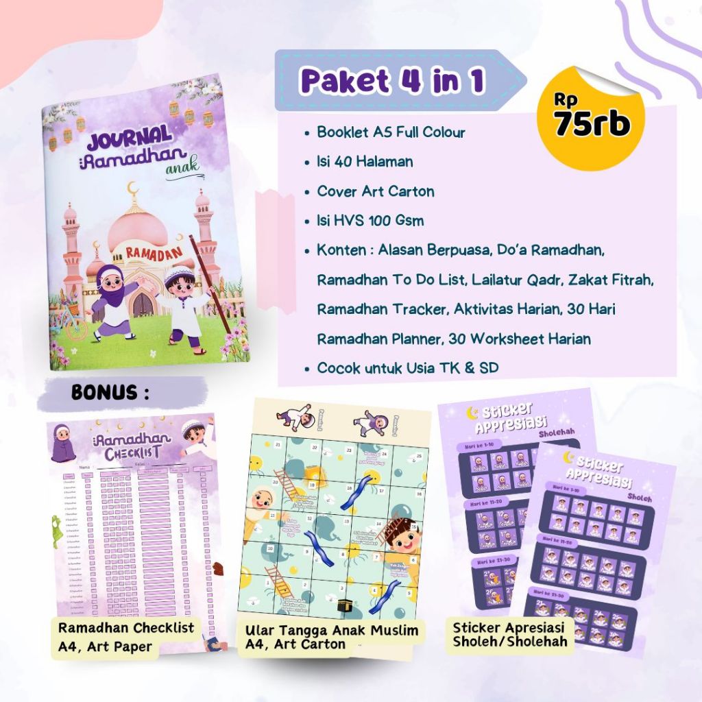 

Paket 4 in 1 Jurnal Ramadhan Anak Ramadhan Planner