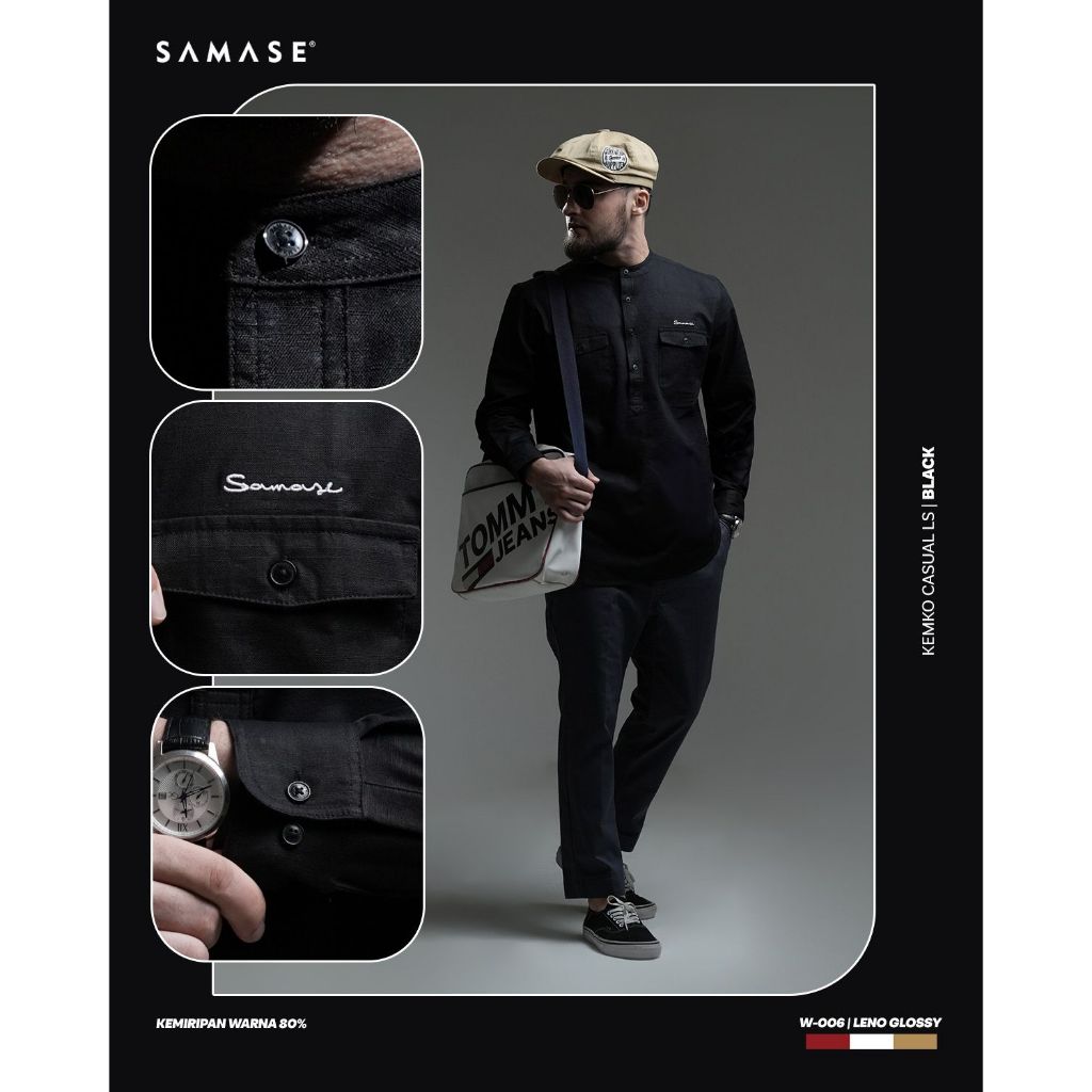 SAMASE W006 Kemeja Koko Casual Lengan Panjang