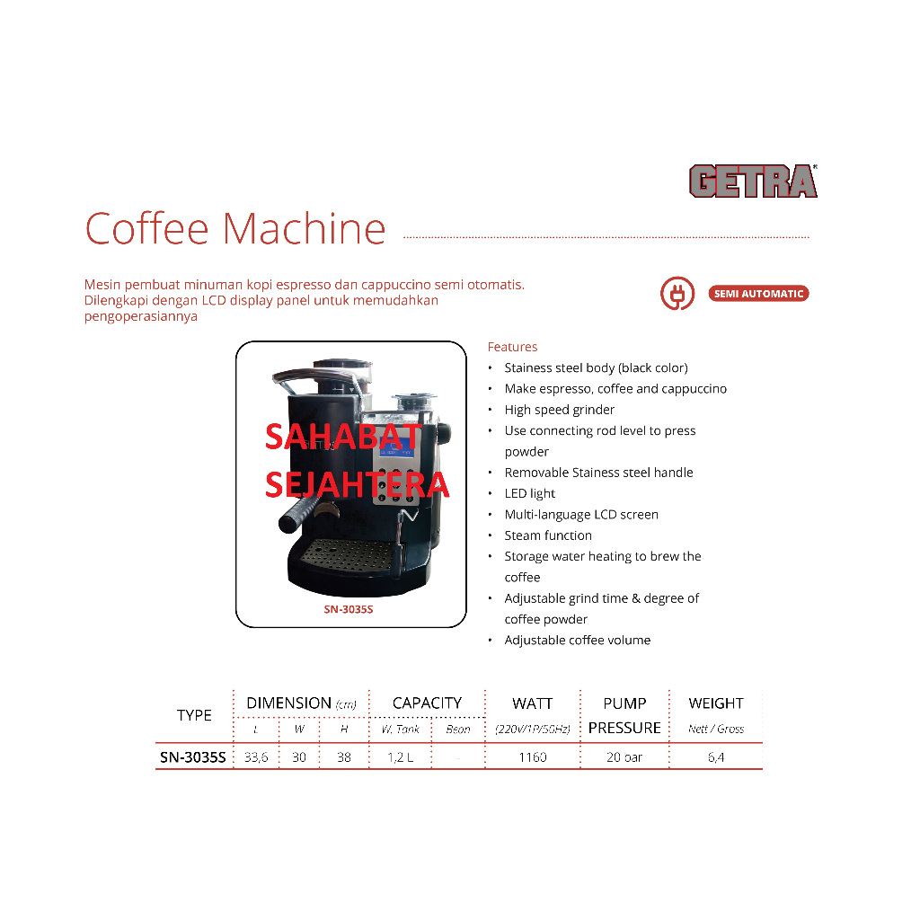 GETRA Mix Coffee Dispenser SN-3035S Mesin Pembuat Kopi