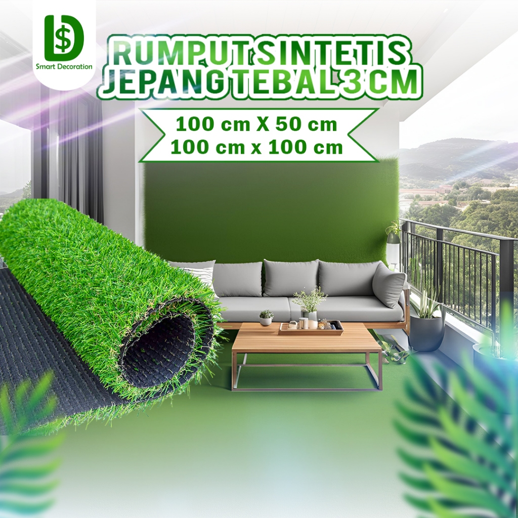 Rumput Sintetis Jepang 3 cm Meteran, Karpet Rumput Sintetis Untuk Outdoor