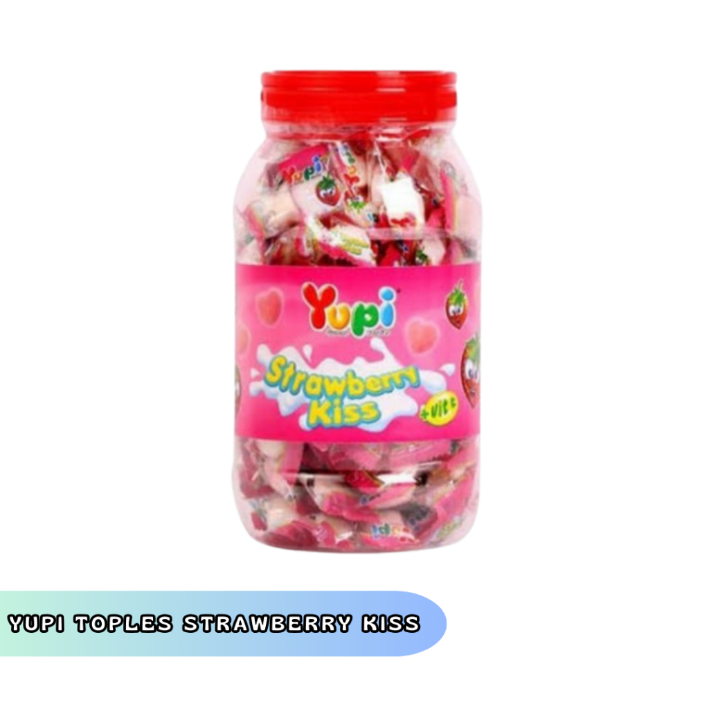 

Yupi Toples Permen Strawberry kiss Jar 300GR