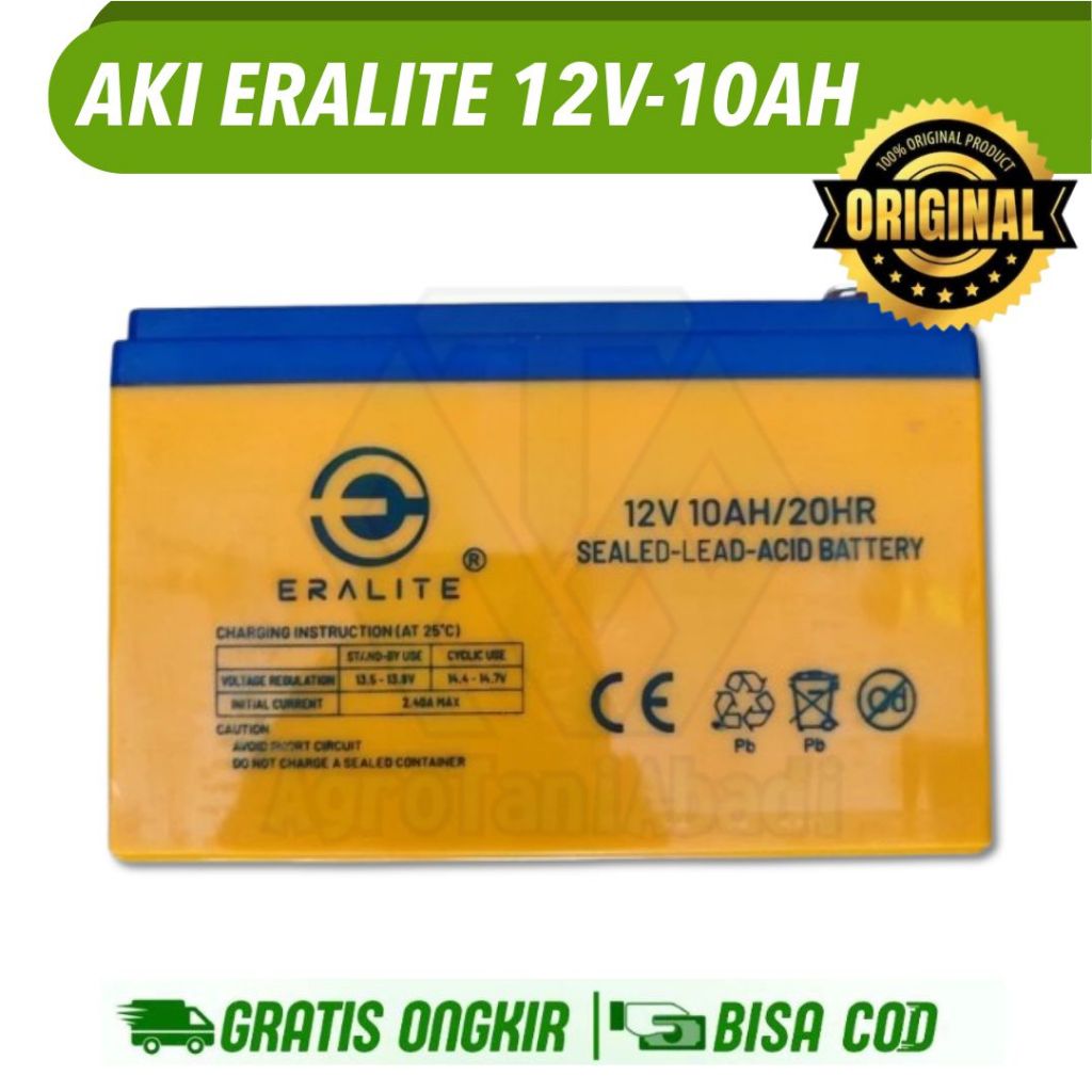 Aki Battery Baterai UPS stabilizer Sprayer Elektrik 12V 10AH 12 V 10 A AH Ampere Eralite