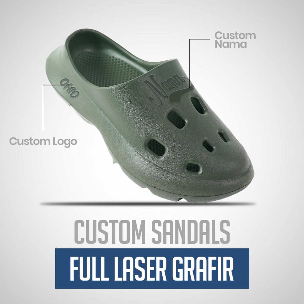 Ohio * Sandal Baim Slide On Pria Olive Custom I Sandal Slop Pria Custom l Sandal Slide Pria Casual I