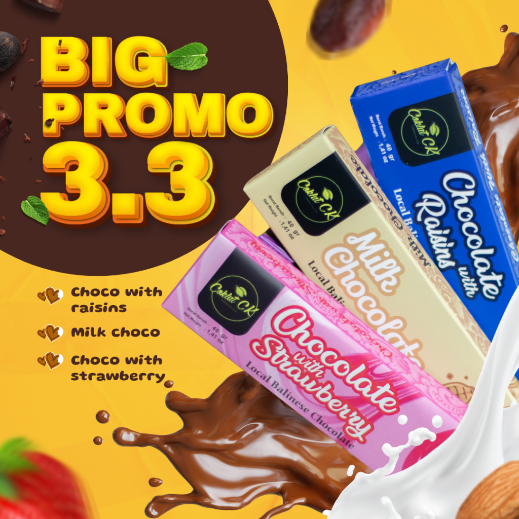 

CoklatCK - Bundling Strawberry Chocolate with Milky Bar & Raisin Choco Cokelat Kismis Premium