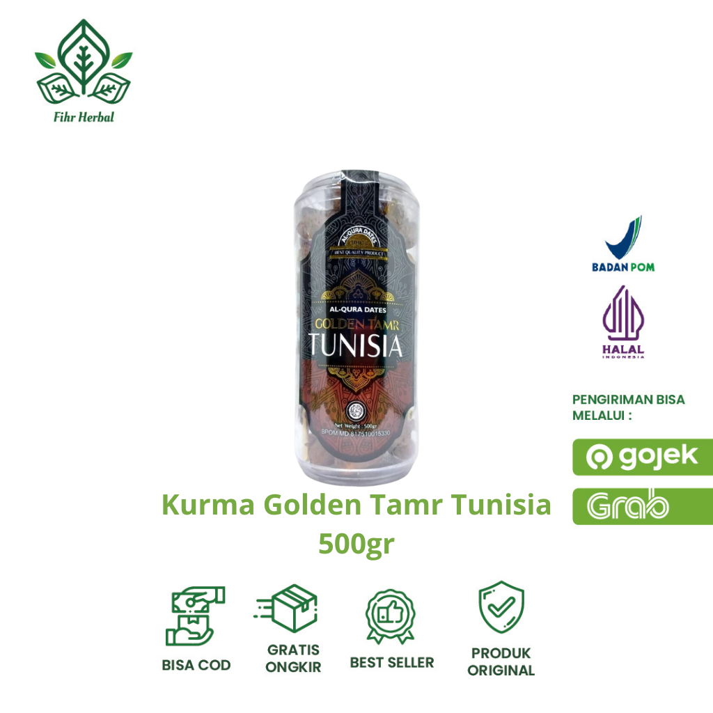 

Kurma Golden Tamr Tunisia 500gr - Kurma Tunisia Toples Premium - Cemilan Sehat