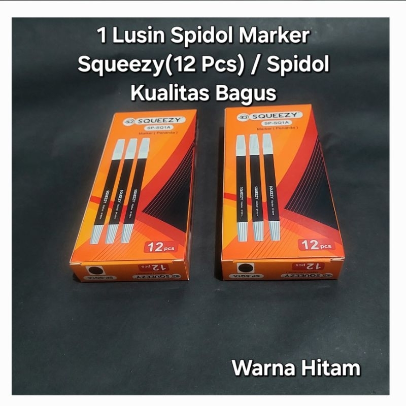 

1 Lusin Spidol Marker Squeezy(12 Pcs) / Warna Hitam