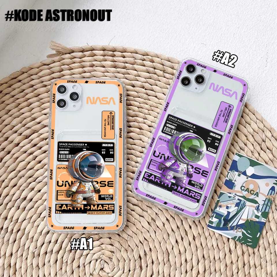 Case Slot Kartu / Card Case Bening Gambar Space Nasa Astronot for Oppo A5 Pro Oppo A16K Oppo A3 Pro