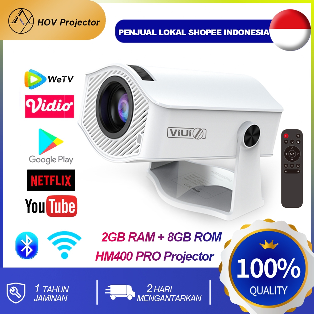 Viuio HM400pro Proyektor 2025 New Andriod 11.0 Netflix Youtube 200Ansi Lumens Bluetooth 5.2 Screen