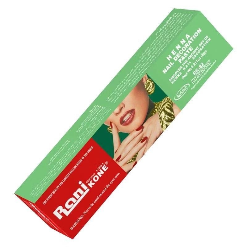 HENNA KUKU HALAL HENNA KUKU RANI Henna Rani Kone 82 Nail Decoration Paste Reddish (Green Pack) 30gr