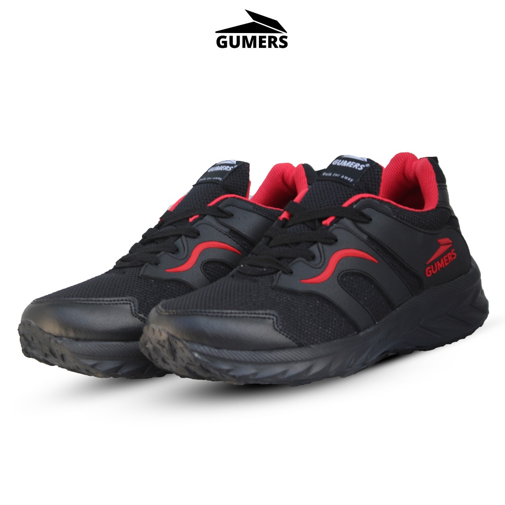 SEPATU SNEAKERS SPORT HITAM MERAH, SEPATU PRIA WANITA,SEPATU OLAHRAGA,KERJA,SANTAI,SEKOLAH,JOGING