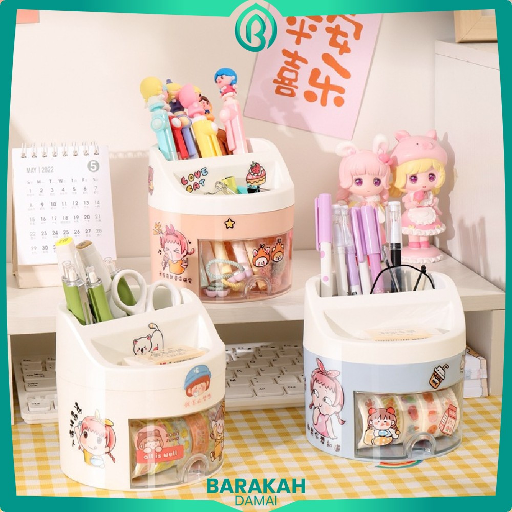 

Kotak Penyimpanan Alat Tulis dengan Laci Aesthetic Lucu / Pen Holder Kotak Penyimpanan Pulpen Desk Storage Organizer Multifungsi / Kotak Pensil Import Barakah Damai C970