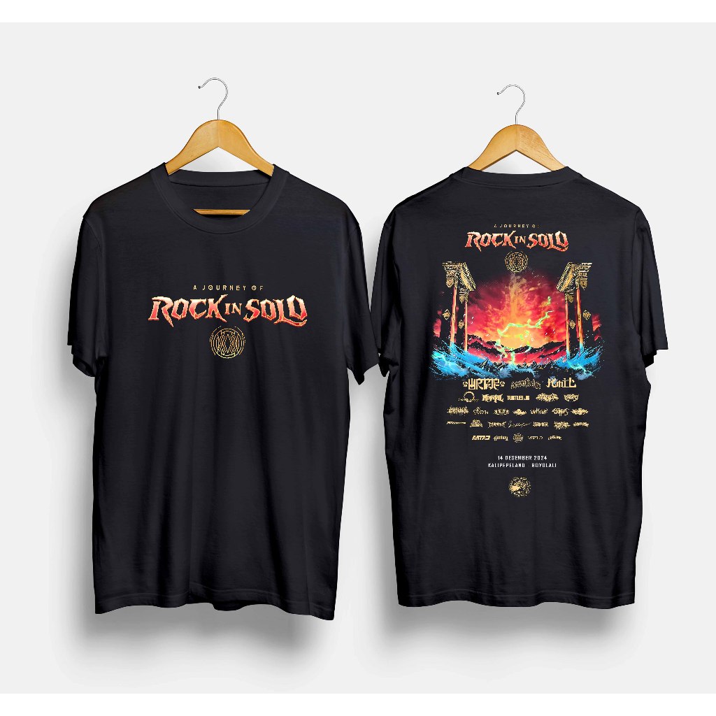 Tshirt Band A Journey of Rock In Solo 2024 - font / Kaos Musik Rock Metal Rock In Solo