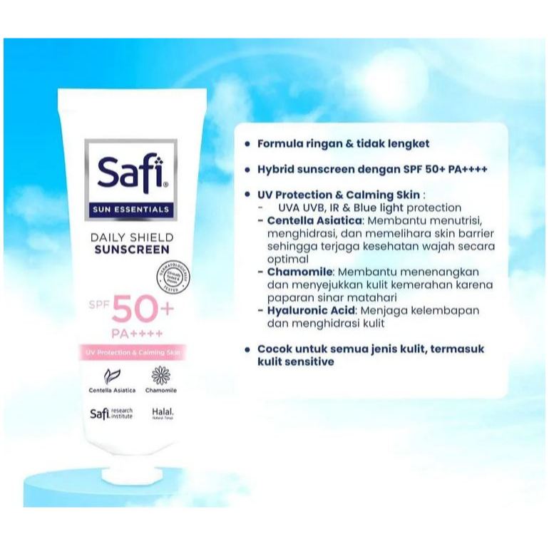 SAFI SUN ESSENTIALS DAILY SHEILD SUNSCREEN SPF 50 PA++++ 30ML - SUNSCREEN SAFI ORIGINAL 100%