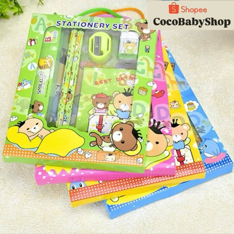 Alat Tulis Set 6IN1 Stationery Set Lucu Karakter Set Perlengkapan Alat Tulis Sekolah Anak-Anak TK