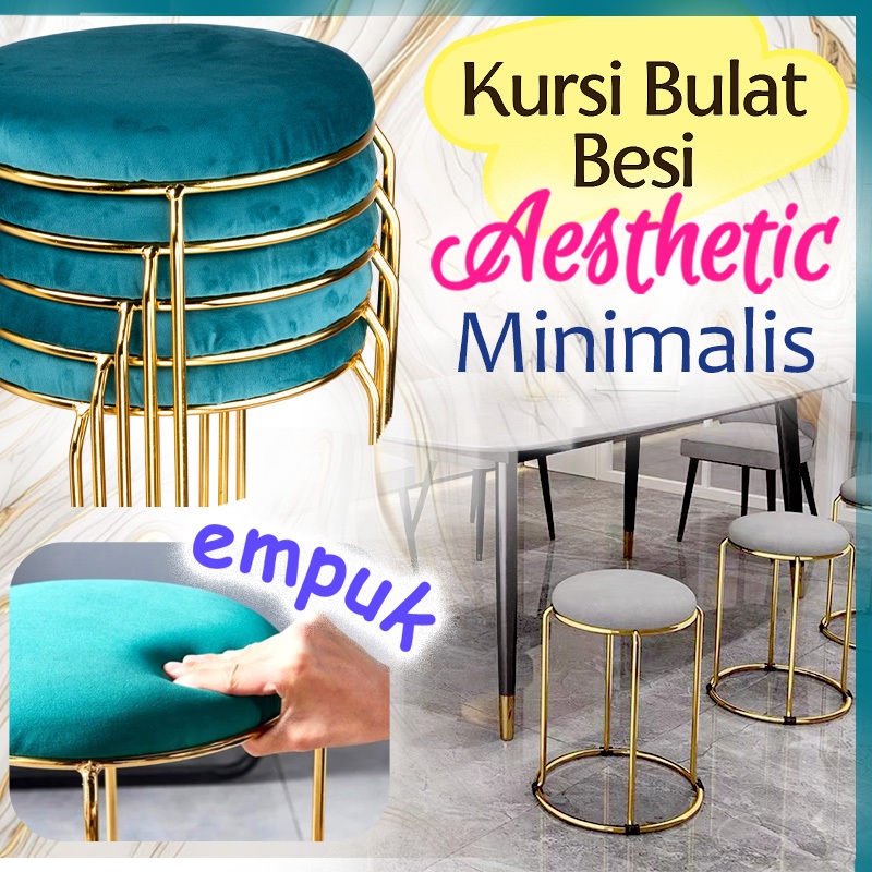 Kursi Bulat Tahan 300kg, Kursi Bulat Aesthetic, Kursi Makan Minimalis, Kursi Meja Rias, Kursi Bulat