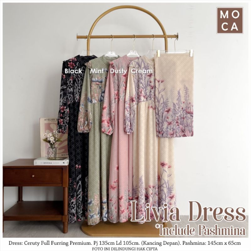 Livia Dress Ceruty Set Hijab Original Product By Moca